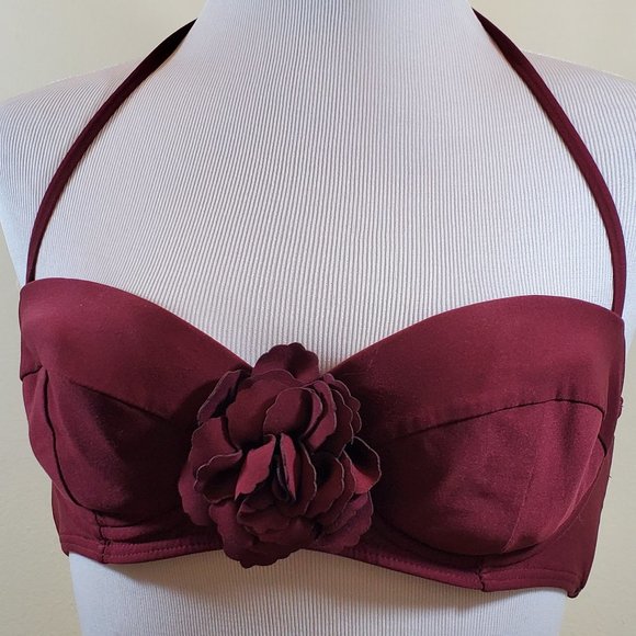 Kate Spade Sumac Red Floral Accent Bikini Top - Picture 2 of 7